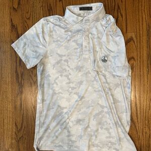 G/FORE Bald Head Island Golf White & Light Gray Camo Short Sleeve Polo